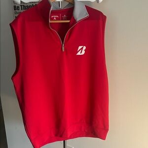 Antigua Red and Gray Zip Up Sweater Vest